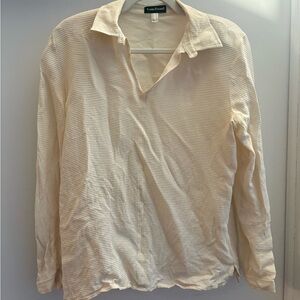 Louis Feraud Men's Cream Textured Long-Sleeve Polo